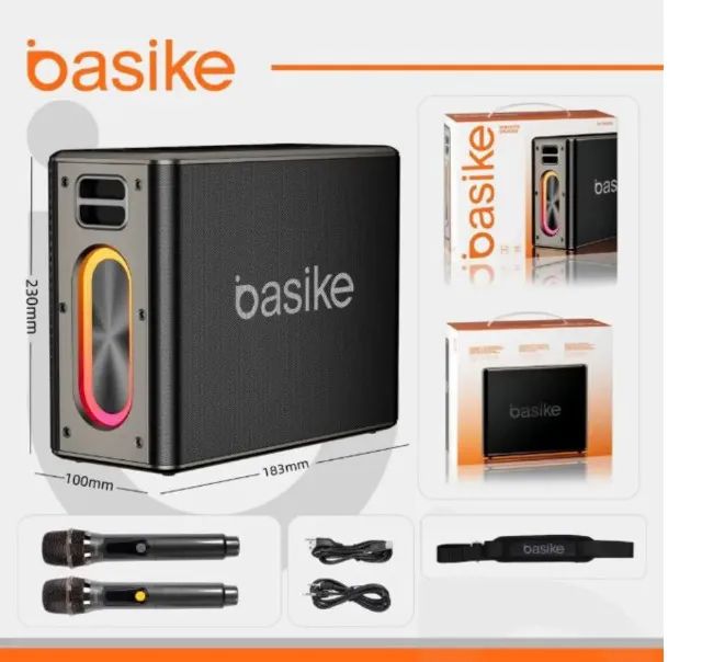 Caixa De Som Bluetooth e Karaokê Rgb Com 2 Microfones Sem Fio 120w Basike - Foto 2