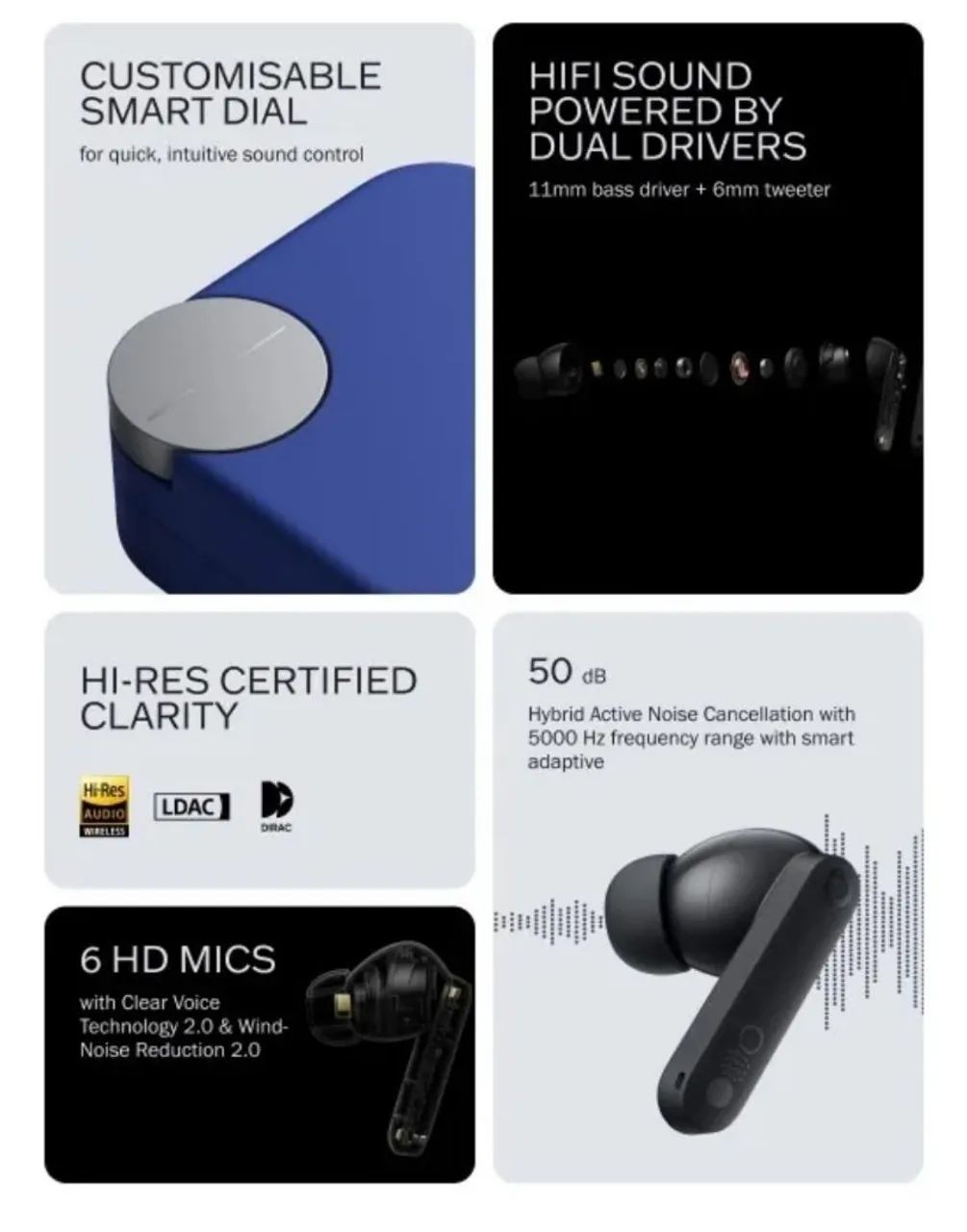 Fone de ouvido Bluetooth 5.3 By Nothing Buds Pro 2 azul - Foto 2