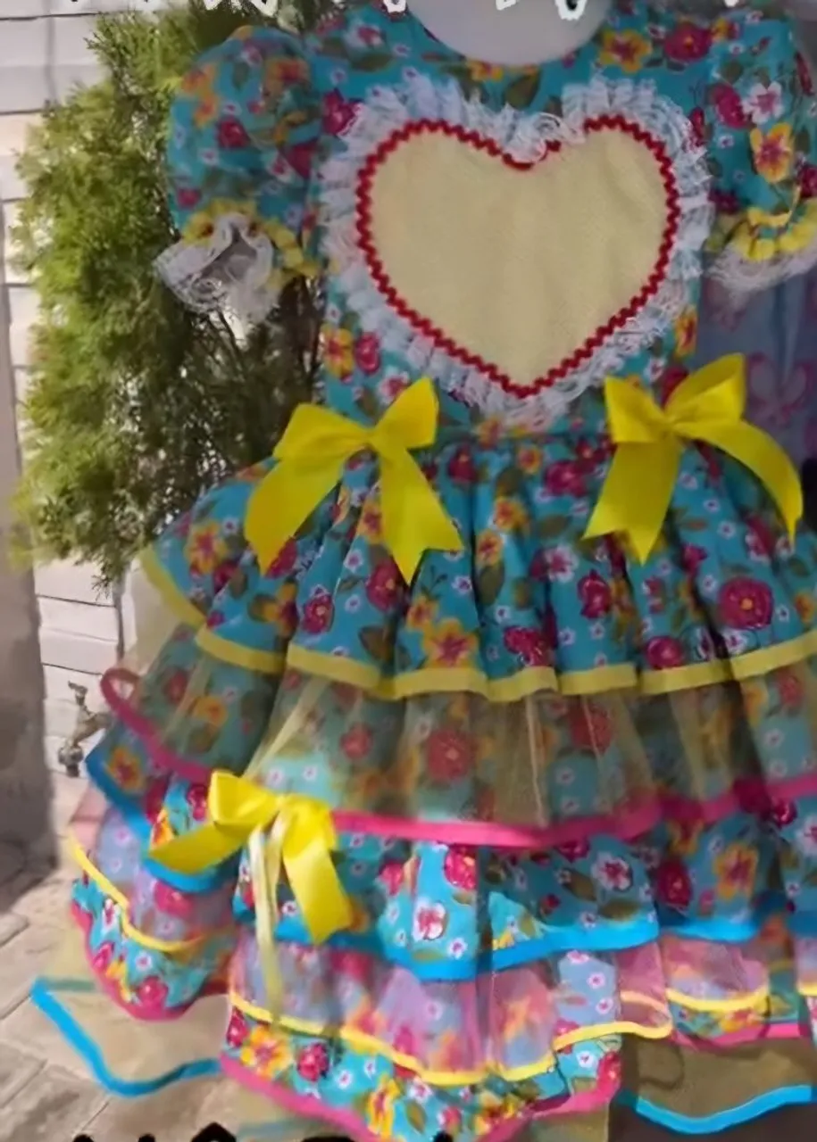 Vestido Festa Junina Infantil Florido