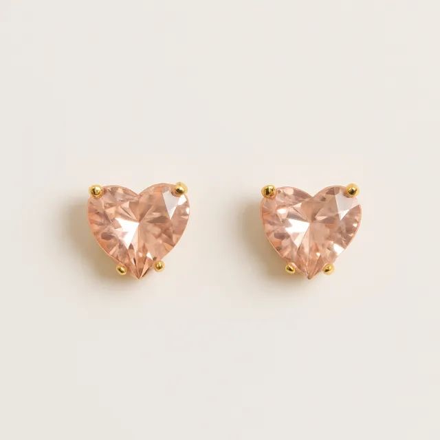 Brinco rosa claro coração zircônia folheado a ouro 18k - Foto 3