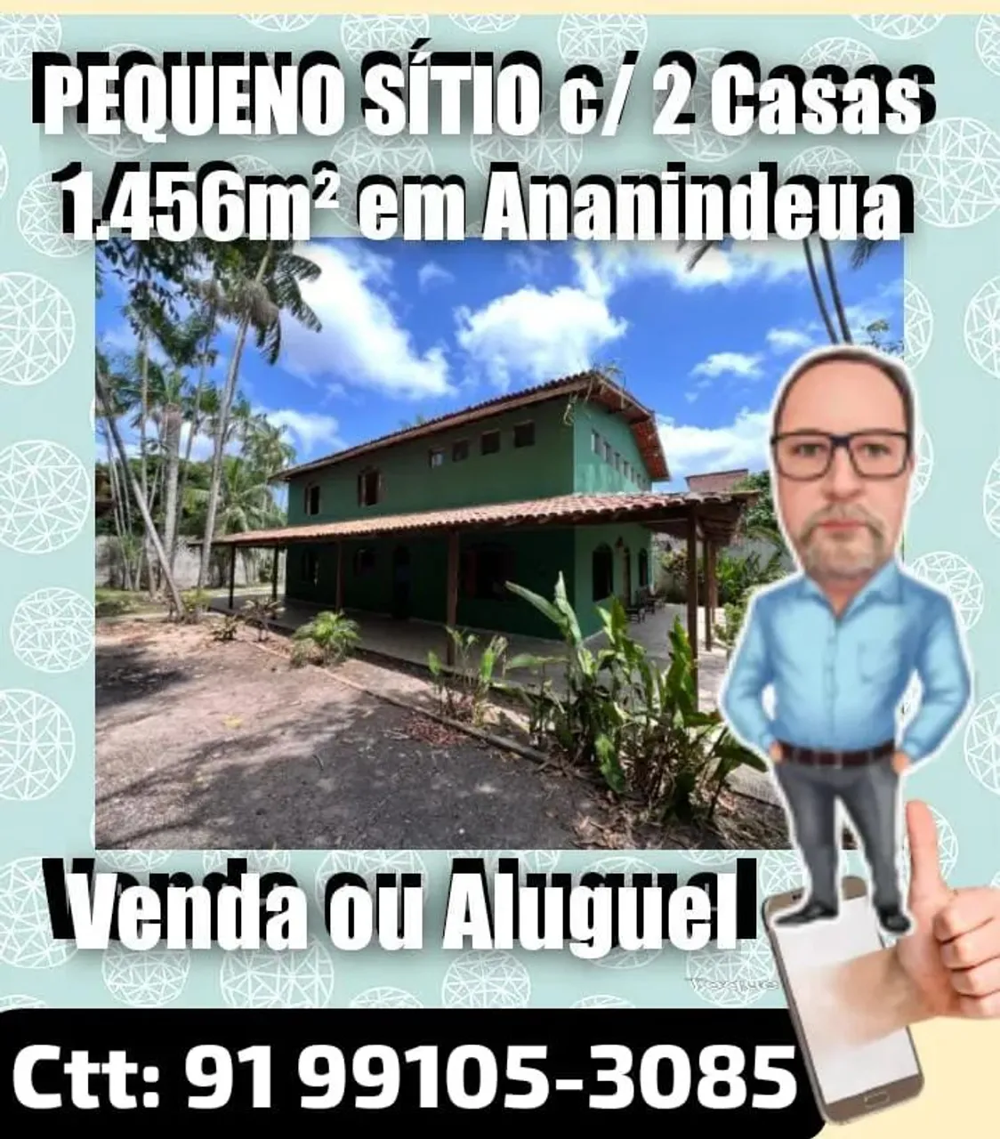 Sítio para aluguel e venda possui 1.456 m² com 2 Casas a 150 metros da BR 316 Ananindeua