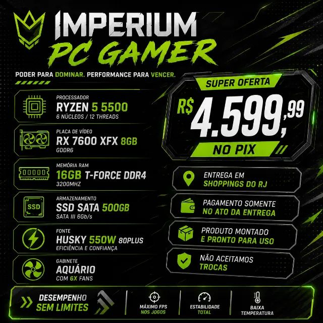 Pc Gamer Ryzen5 com RX 7600 - Foto 2