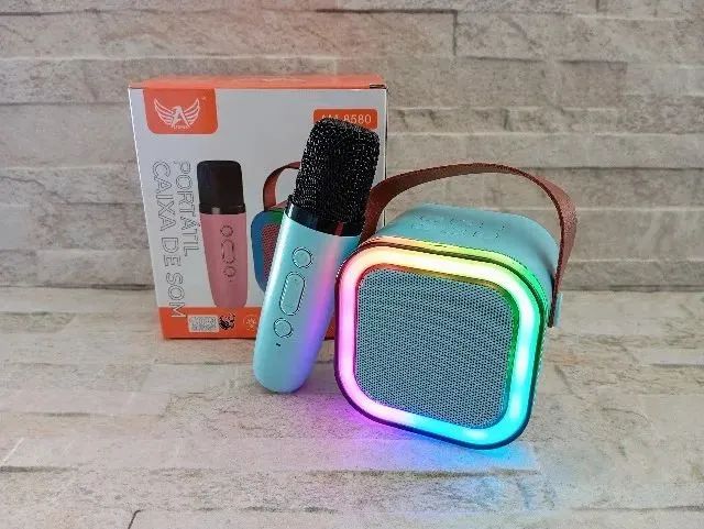 Caixa de Som Karaokê com 2 Microfones - Foto 3