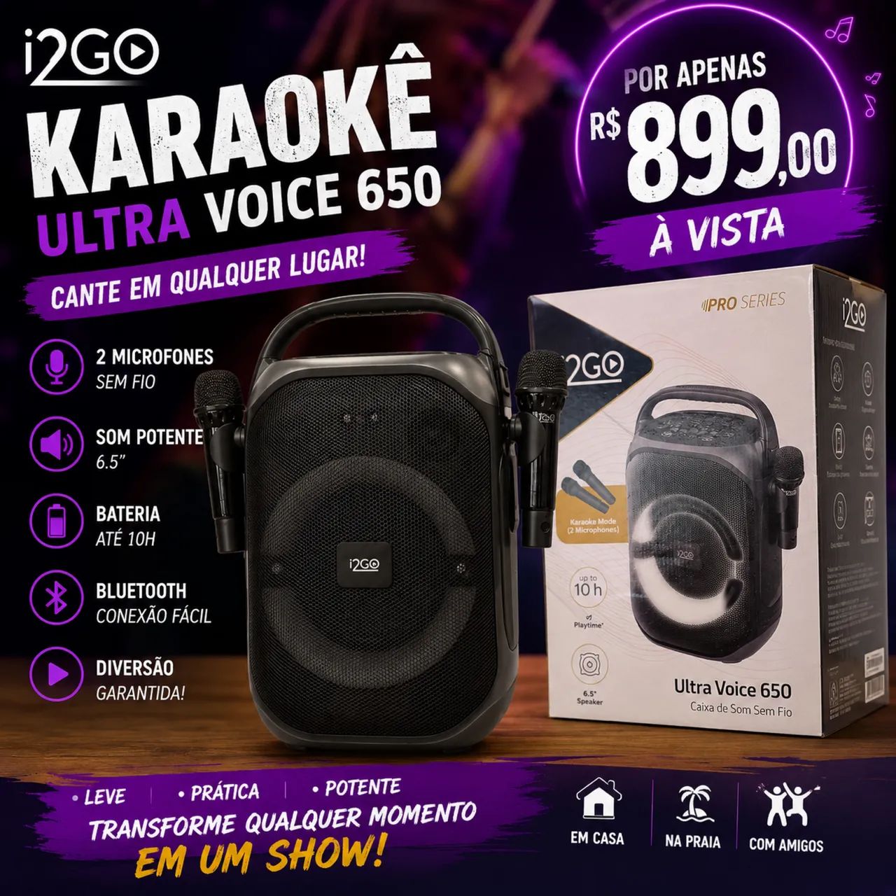 ? Caixa de Som Karaokê i2GO Ultra Voice 650 ?