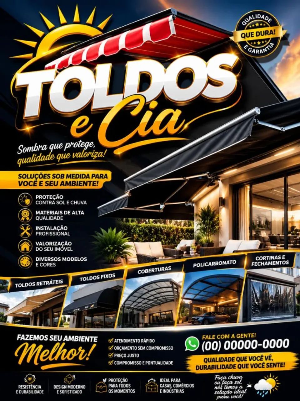 Garagem /sombreadores/tendas / toldos/ telhados/policarbonato 