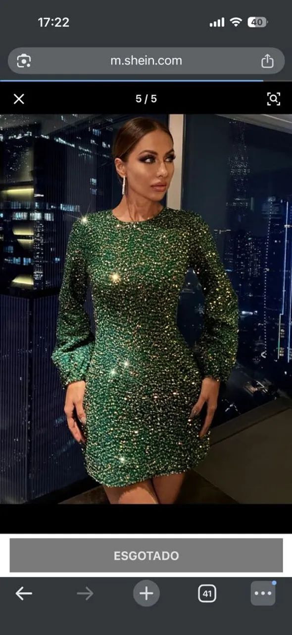 Vestido paetê verde esmeralda shein - Foto 5