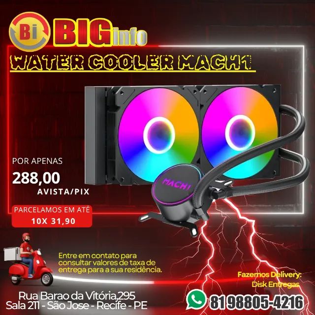Water Cooler MACH1 Logic, RGB, 240mm, AMD e Intel, Preto