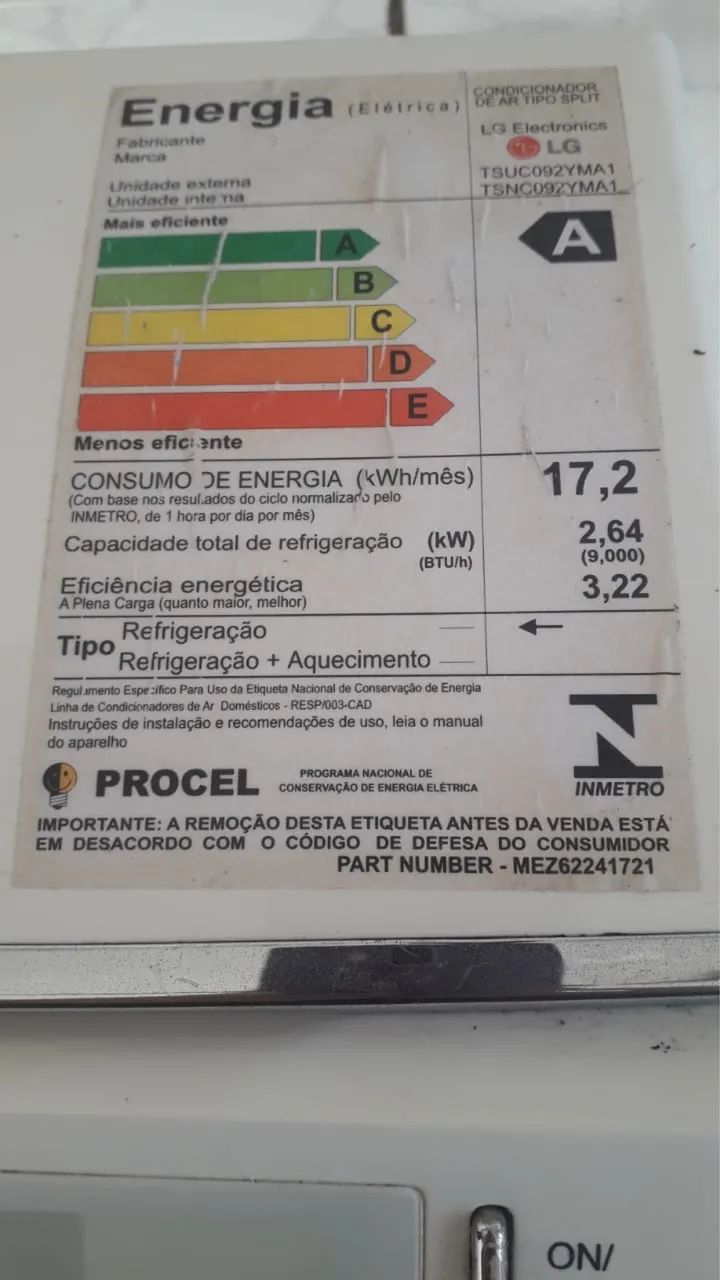 Ar condicionado 9.000 btus 