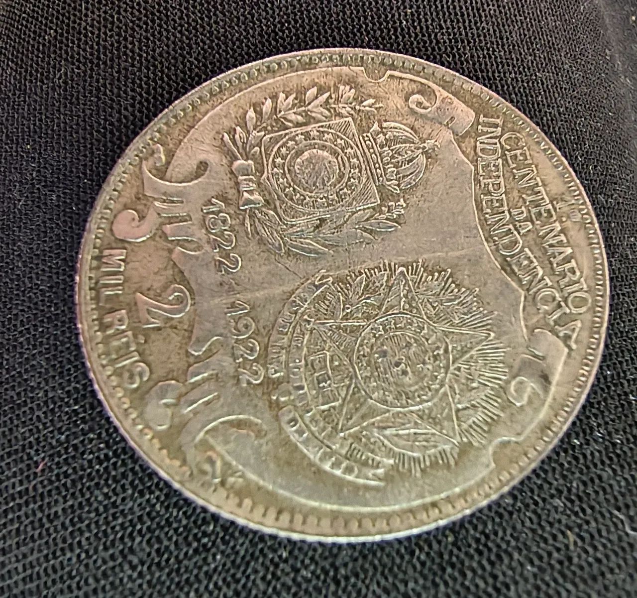 Moeda Brasil 2000 reis 1922 centenário da independência 