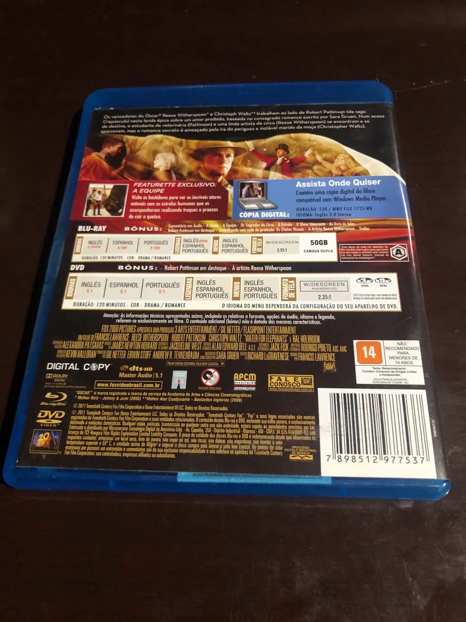 Bluray e DVD Filme Água para Elefantes Duplo - Foto 4