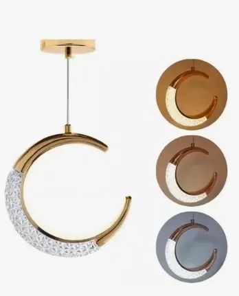 Luminária Pendente Lua Crescente Minguante Cristal Led - Foto 2