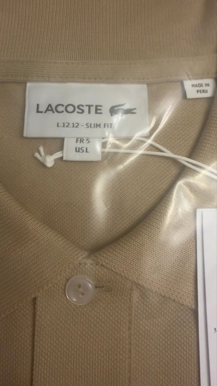 Polo Lacoste bege, TAM G ORIGINAL - Foto 3