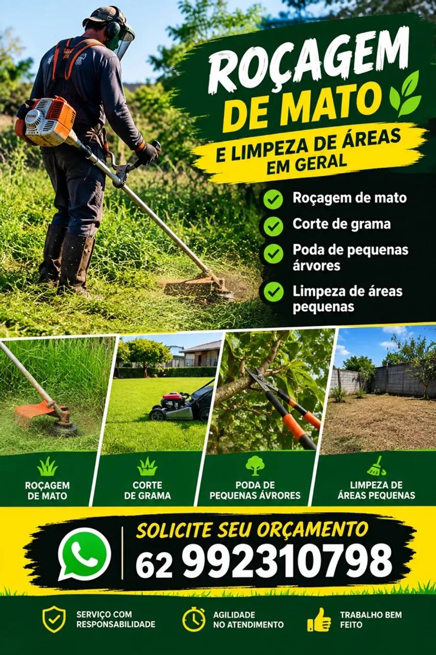 Roçagem e o limpeza de quintal e pequenas areas 