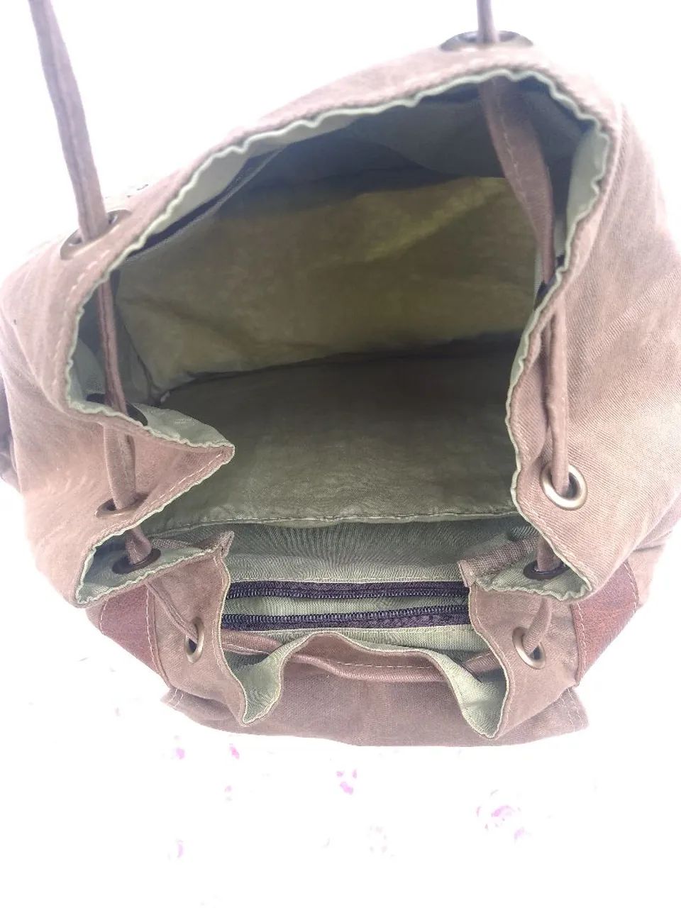 Mochila de couro e lona  - Foto 3