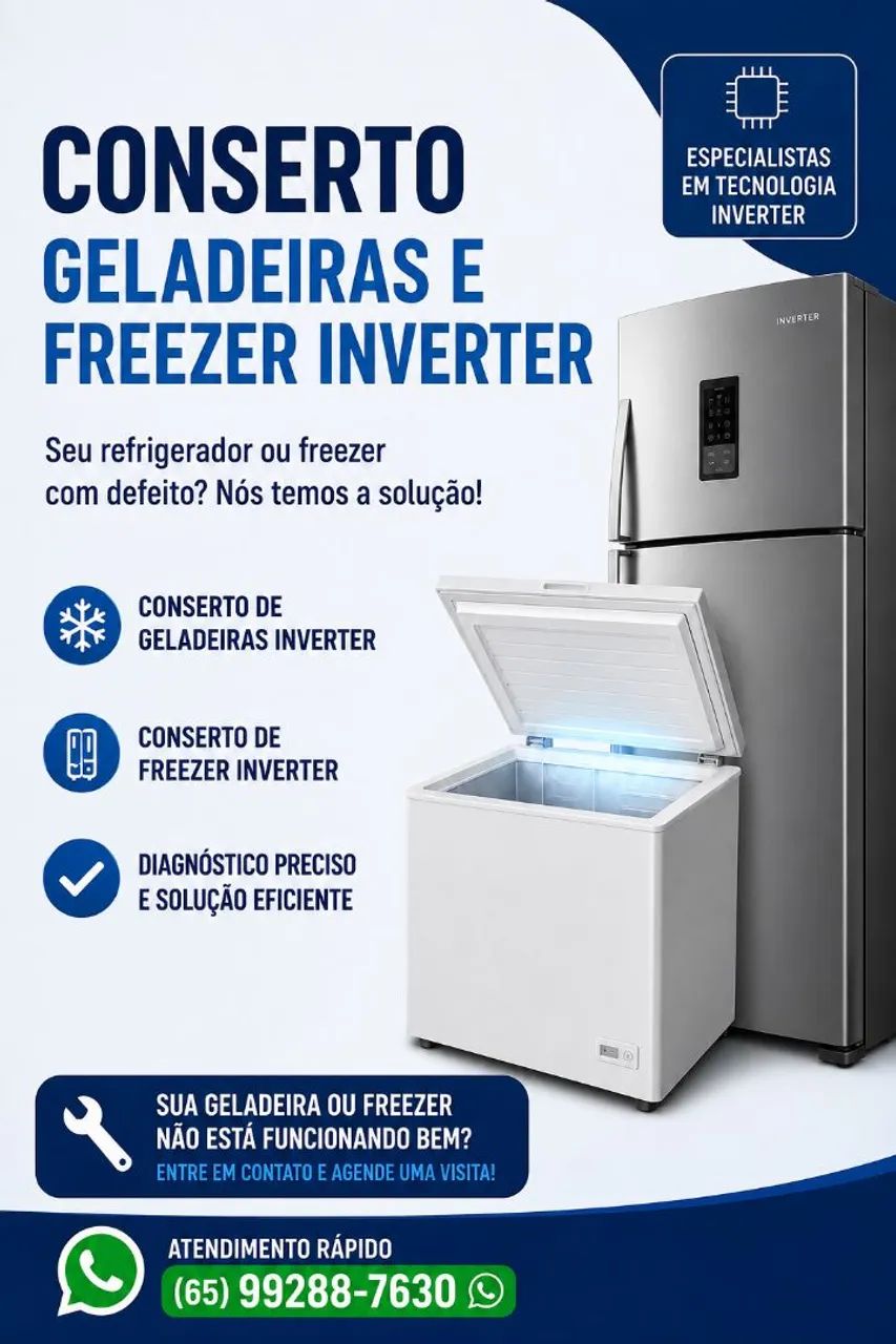 Conserto geladeira e freezer inverter e convencional 