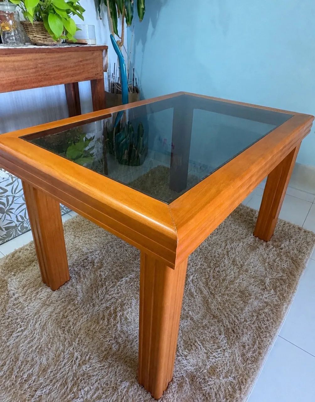 Mesa retangular tampa vidro