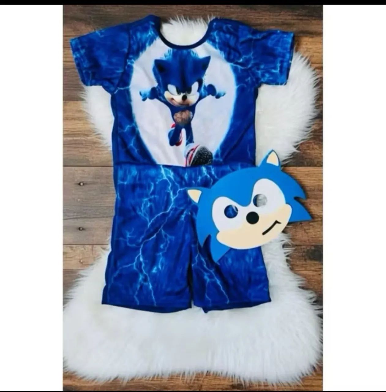 Fantasia Sonic + máscara ( tamanho M )