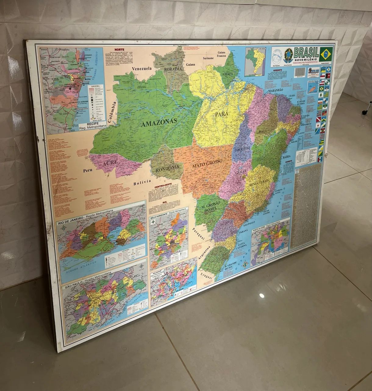Quadro Mapa do Brasil Novo Milênio, Rodoviário, Político e Estatístico - Foto 4