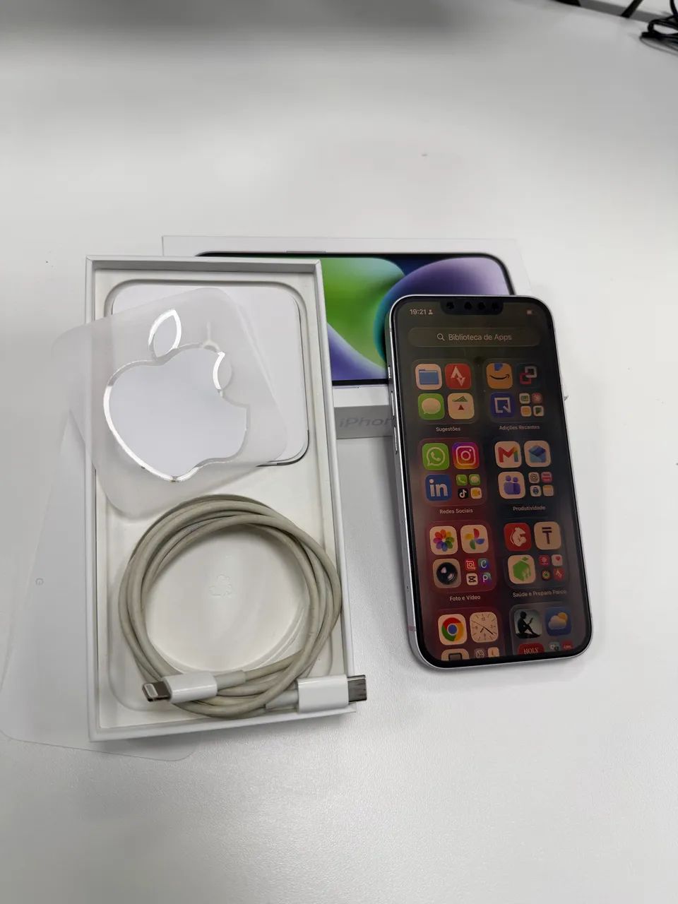 iPhone 14 128 GB Purple IMPECÁVEL (nunca passou por manutenção, com nota fiscal) - Foto 4