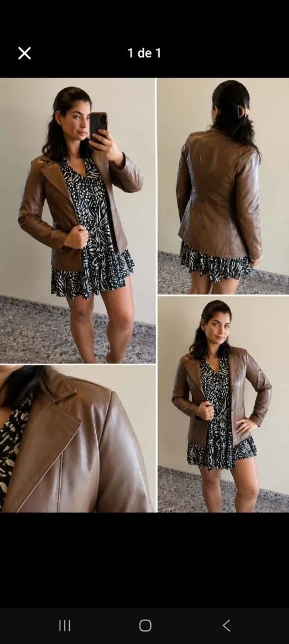 Blazer couro legítimo tamanho M caramelo