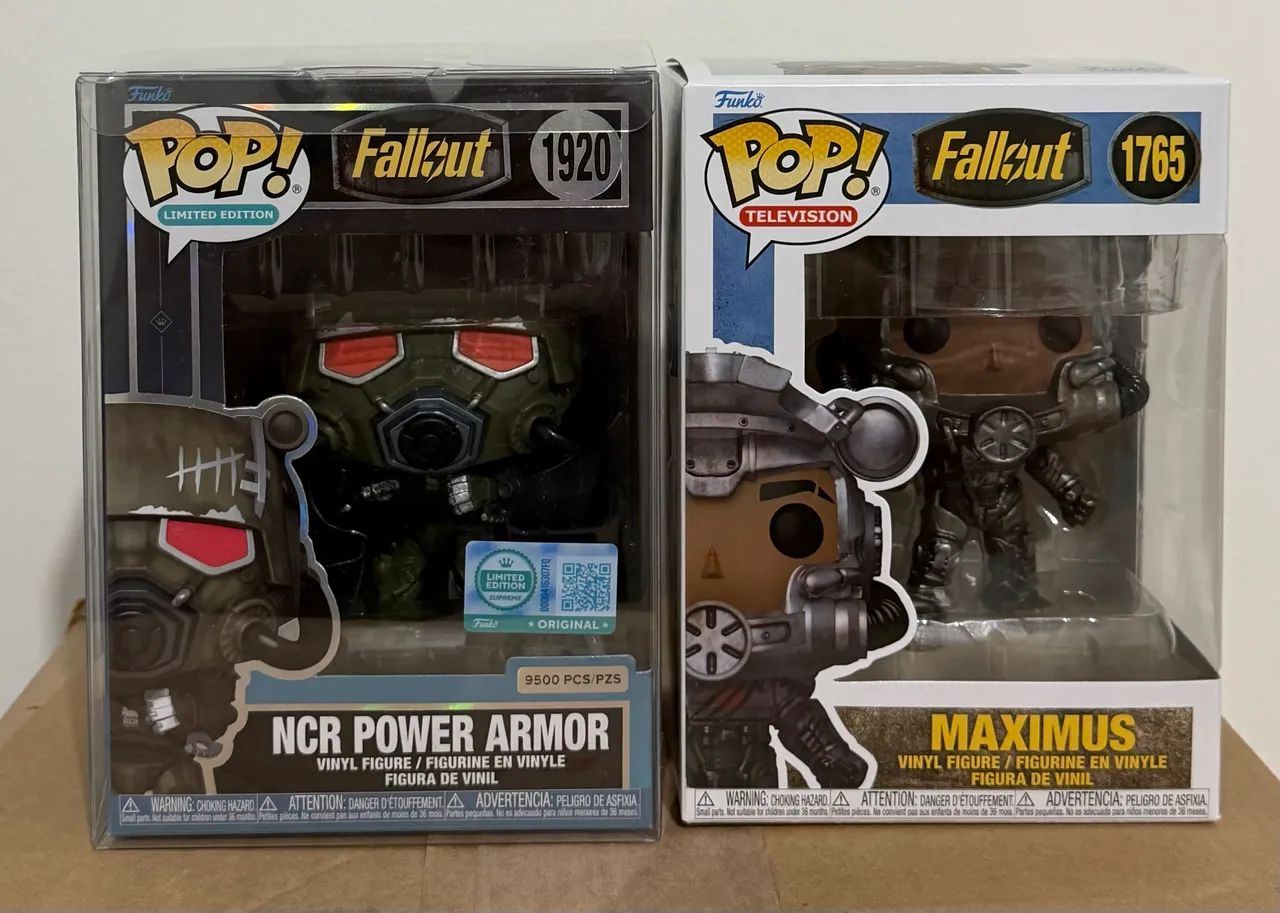 Funko Ncr Power Armor Limitado 9500 peças e Maximus comum Fallout 
