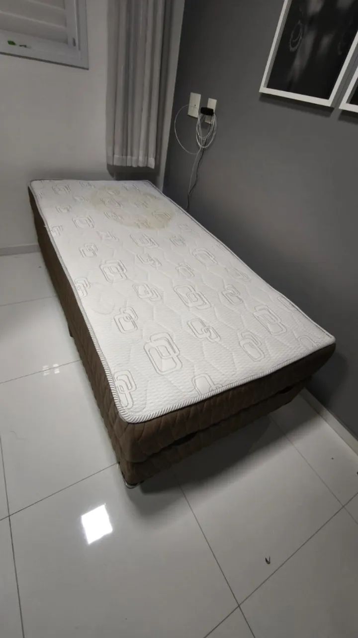 Cama box baú solteiro com colchão acoplado