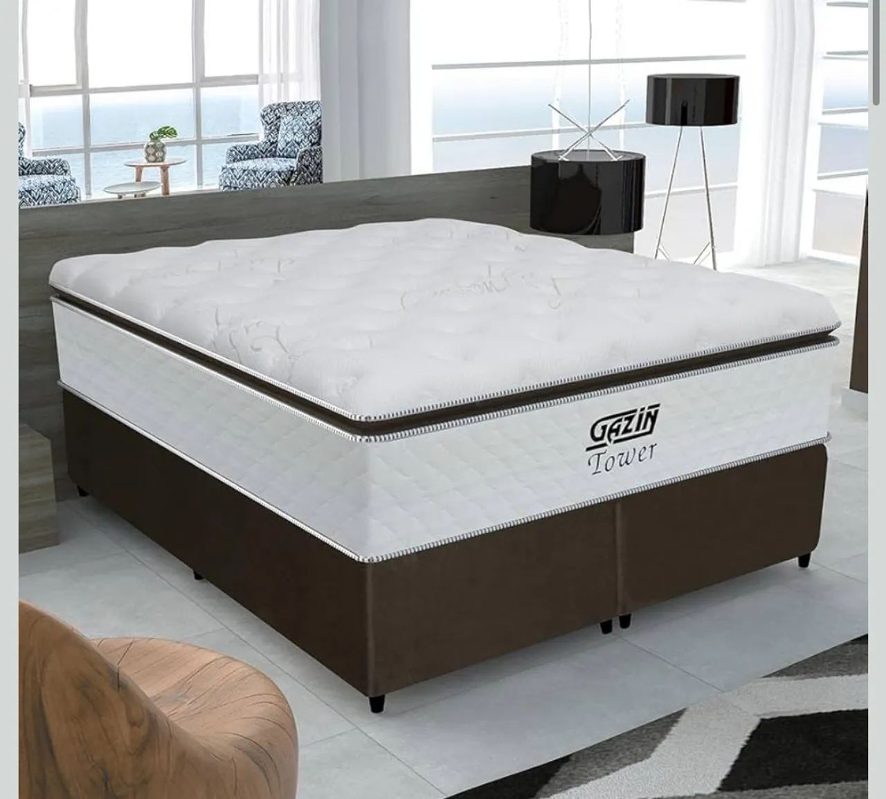 Cama Box Queen Colchão De Molas Gazin