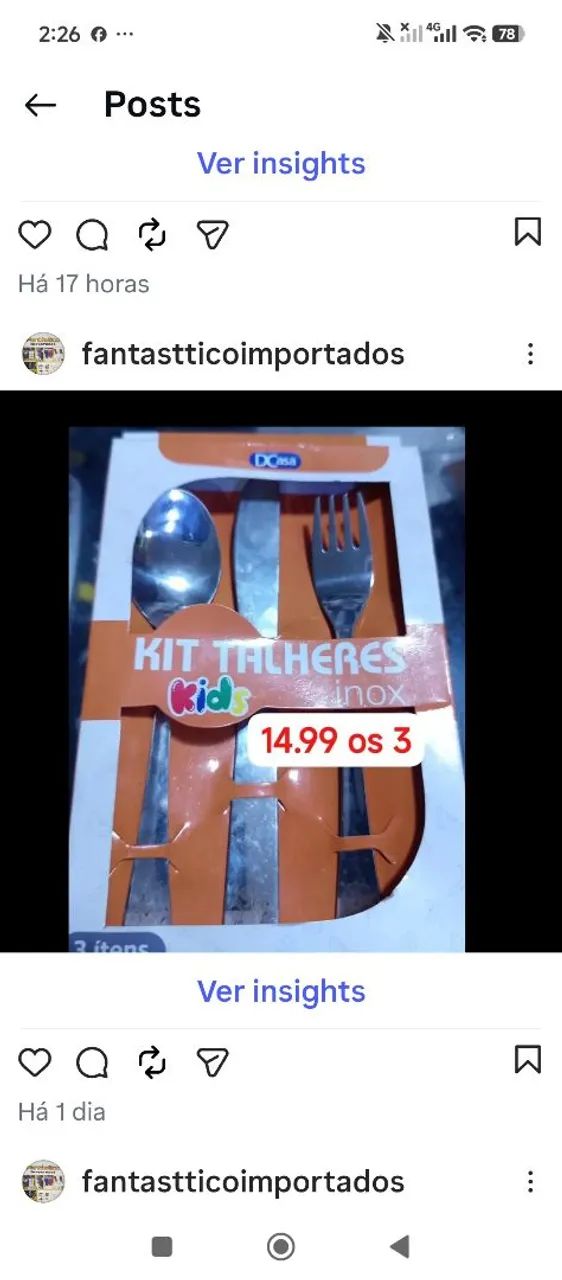 Kit 3 peças talher iimos infantil 