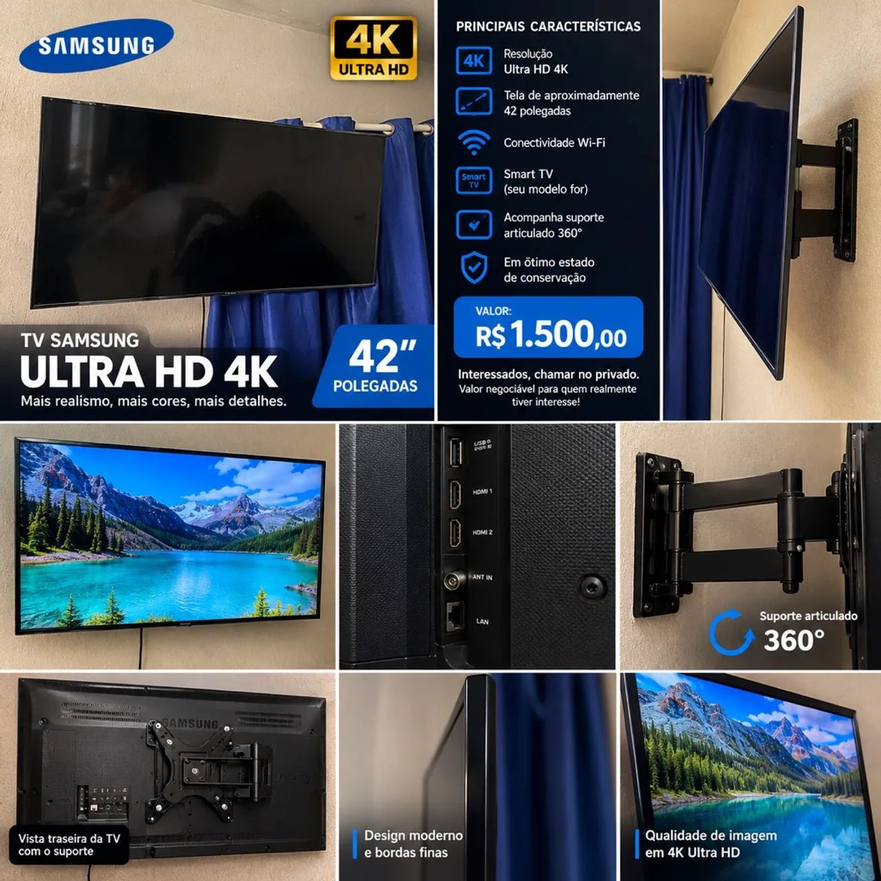 TV SAMSUNG ULTRA HD 4K (43 polegadas) - Foto 2