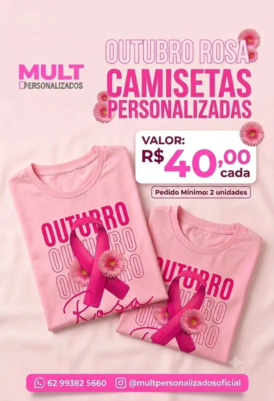 Camiseta outubro rosa 