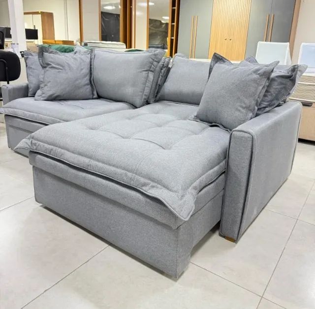 Sofá Cama Baú Retr. e Reclin. Caroline (2,20m D33) Dividimos Em Até 10x Sem Juros
