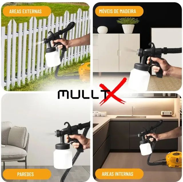Pistola de Pintura Elétrica Pulverizador MULLTX SYG118 650W HVLP Bico de Metal Cor Amarelo - Foto 6