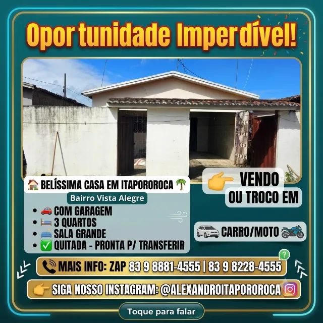 Casa 3 quartos com garagem em Itapororoca