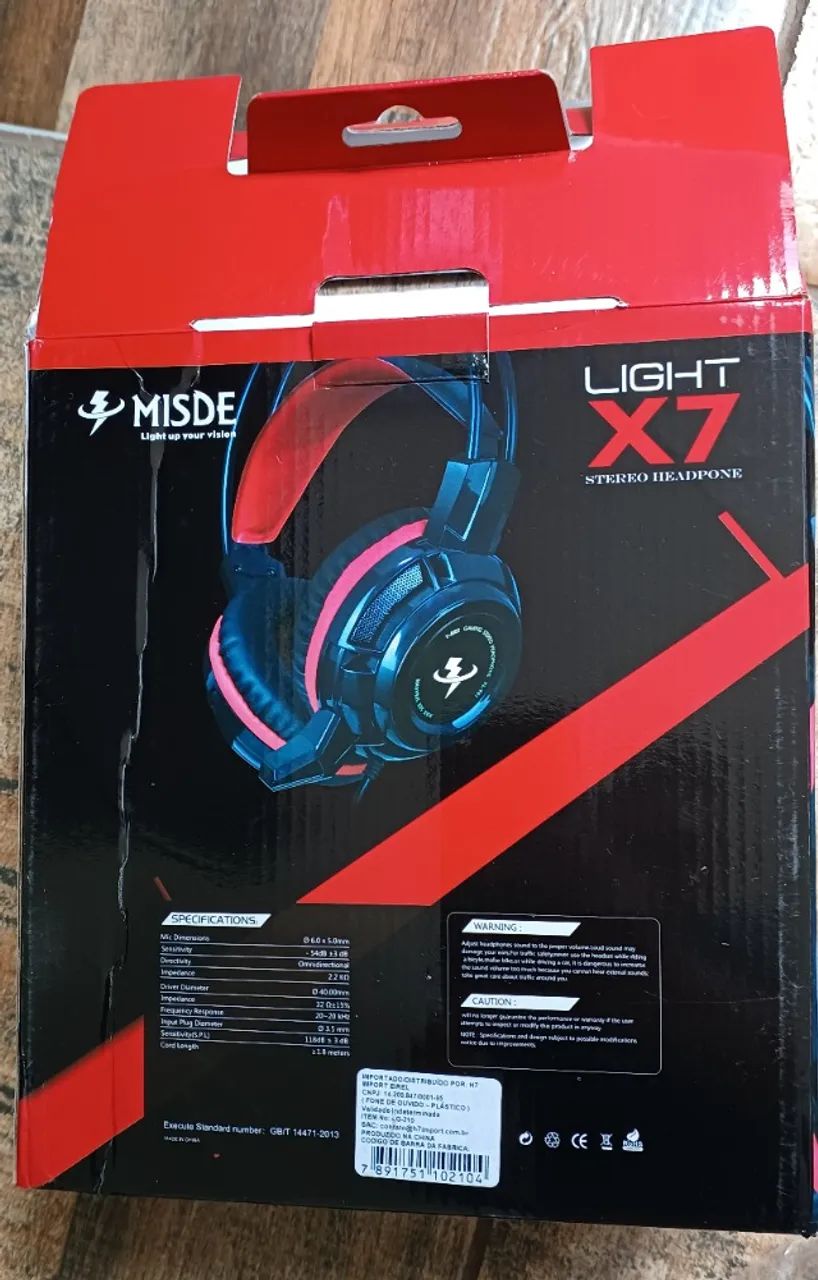 Fone De Ouvido Headset Gamer Com Microfone Rgb X7 Light