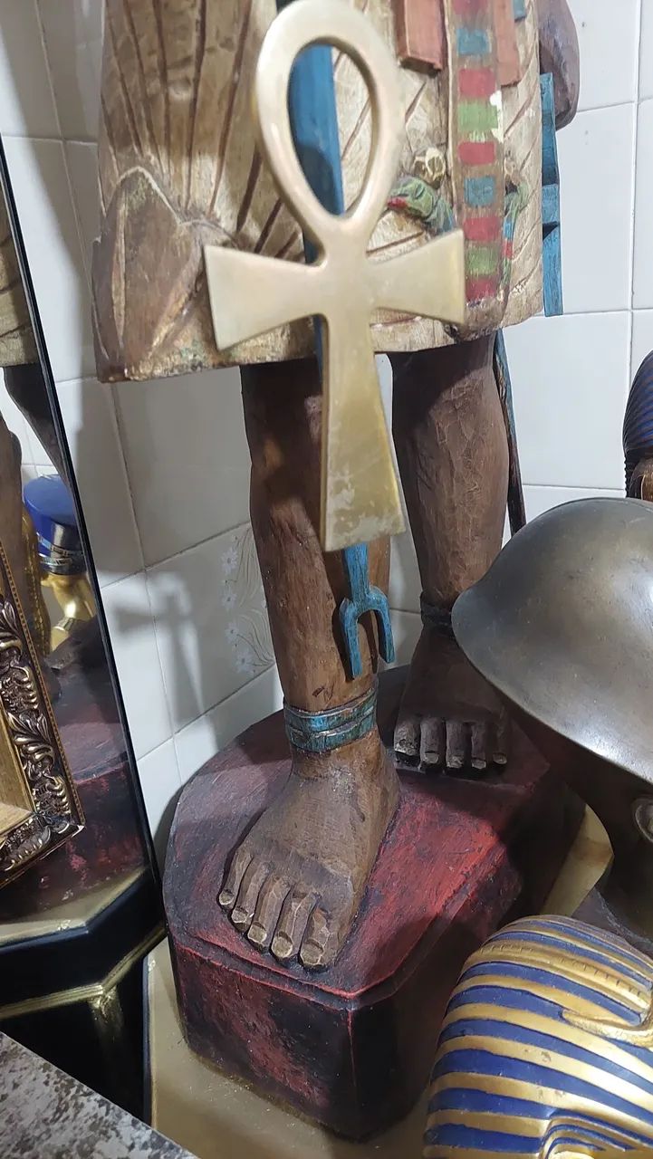 Escultura Faraó Egito Madeira  - Foto 4