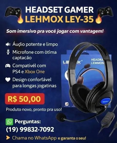 Upar o seu setup gamer sem gastar muito? É pra já! ? ?Chegou o Headset Gamer Lehmox Ley - Foto 2