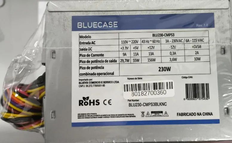 FONTE ATX 230W - SEM CABO E SEM CAIXA - BLUECASE