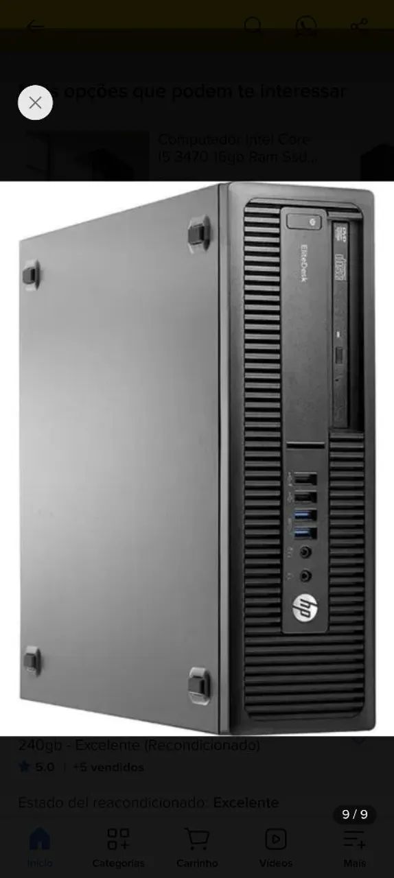 Computador Pc i5 Hp com monitor de 22 polegadas , barbada , quantidade 