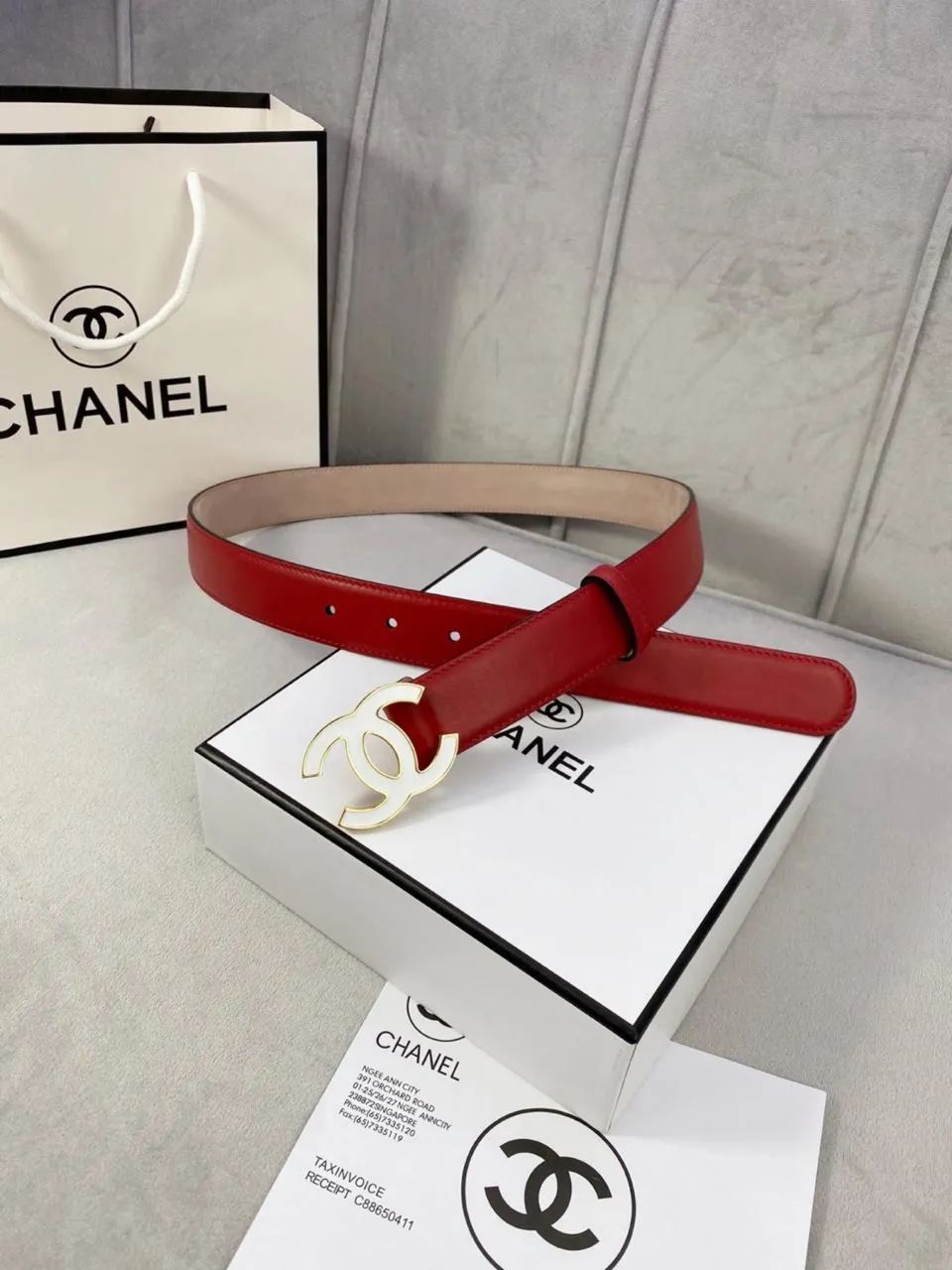 Cinto Chanel Vermelho em couro  - Foto 4