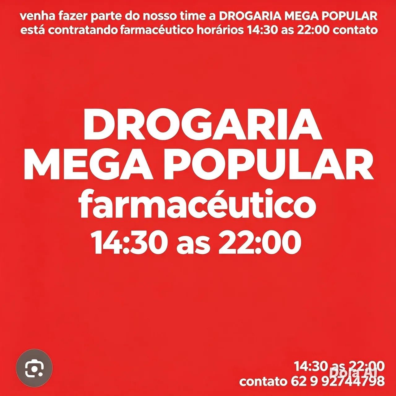 Vaga para Farmacêutico(a)