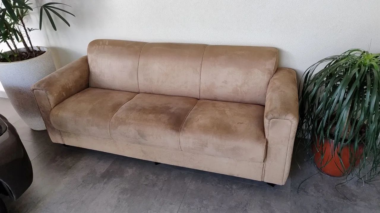 Conjunto Sofás 2 e 3 Lugares em Suede Bege - Foto 5
