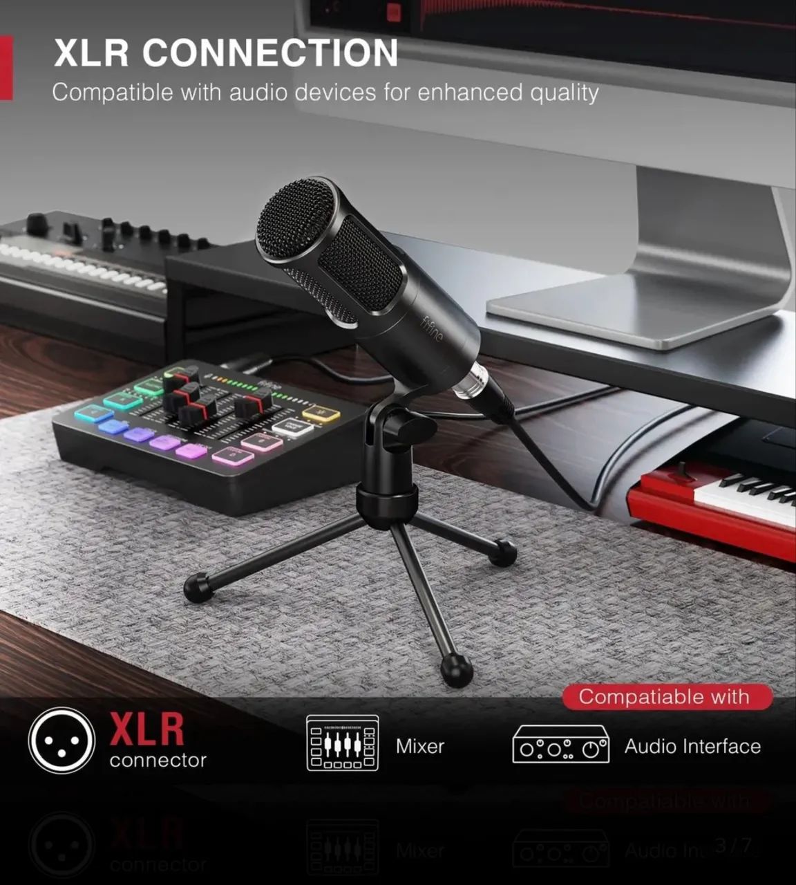 Microfone Fifine K669d Xlr Podcast + Kit Live  - Foto 4