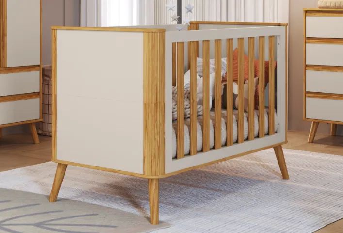 Berço Retro Evolution Theo 4 em 1, 100% MDF (Novo)