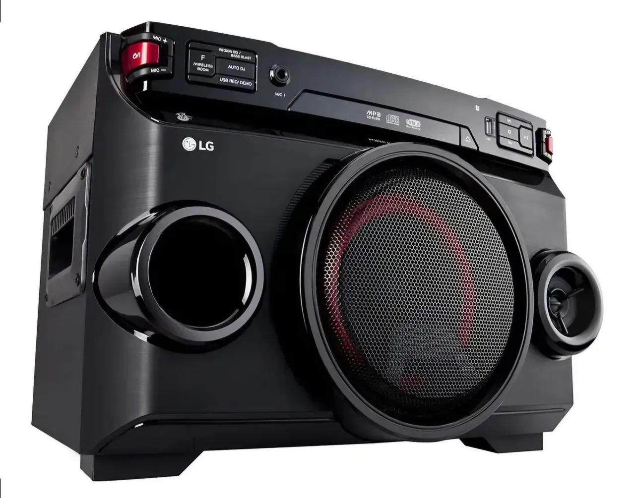 Mini System LG Xboom OM4560 preto/vermelho com bluetooth 200W