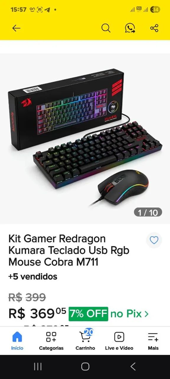 Teclado e mouse gamer - Foto 2