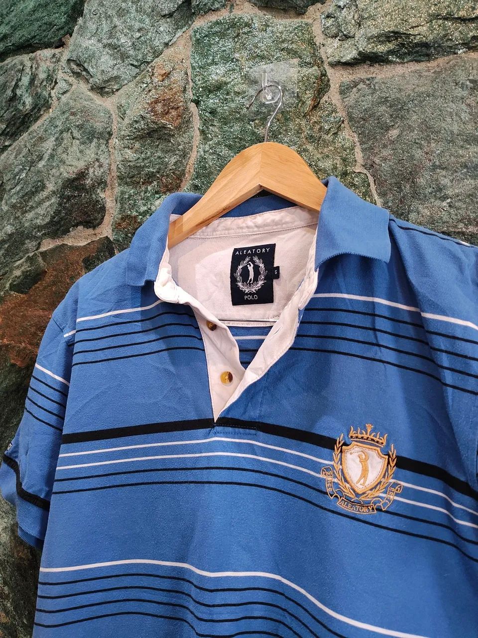 Camiseta Polo Aleatory Listrada Azul G - Foto 2