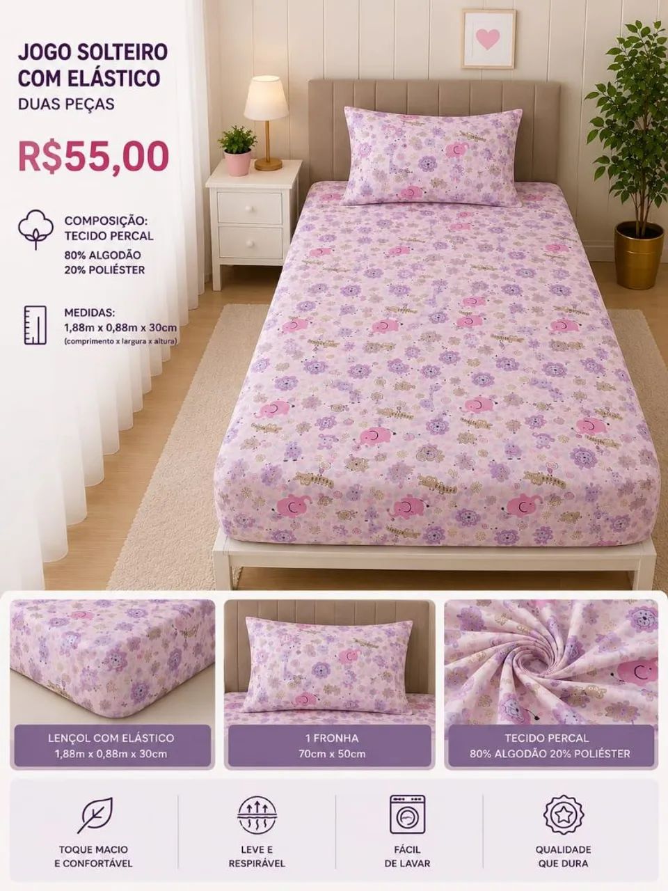 Jogos cama solteiro com elástico - Foto 5