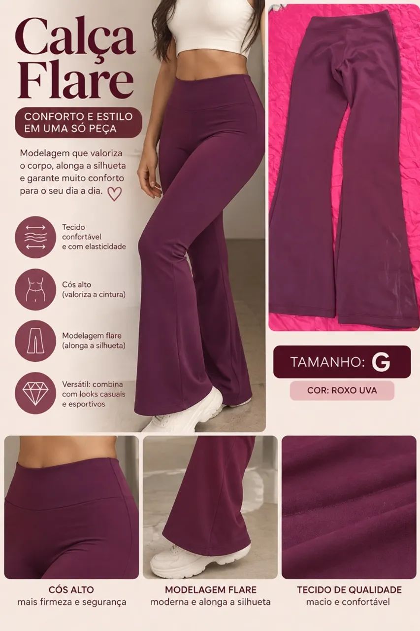 calça flare roxo uva g