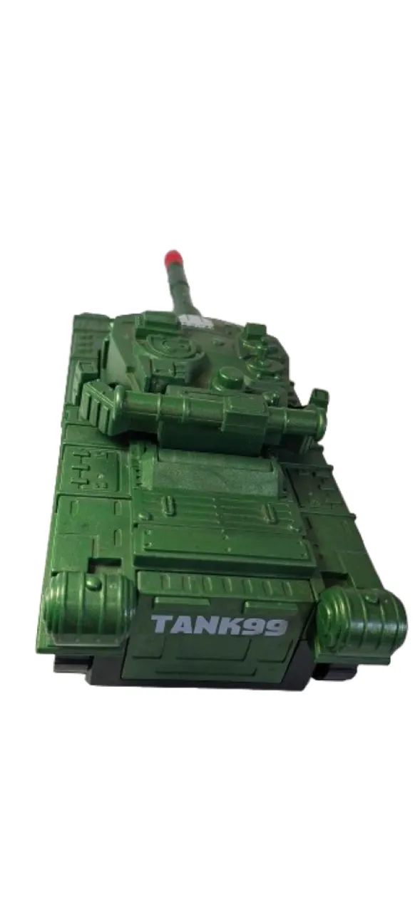Tanque Vira Robô Transformes Carro Som E Luzes Tanque Robô Verde/ Usado - Foto 3