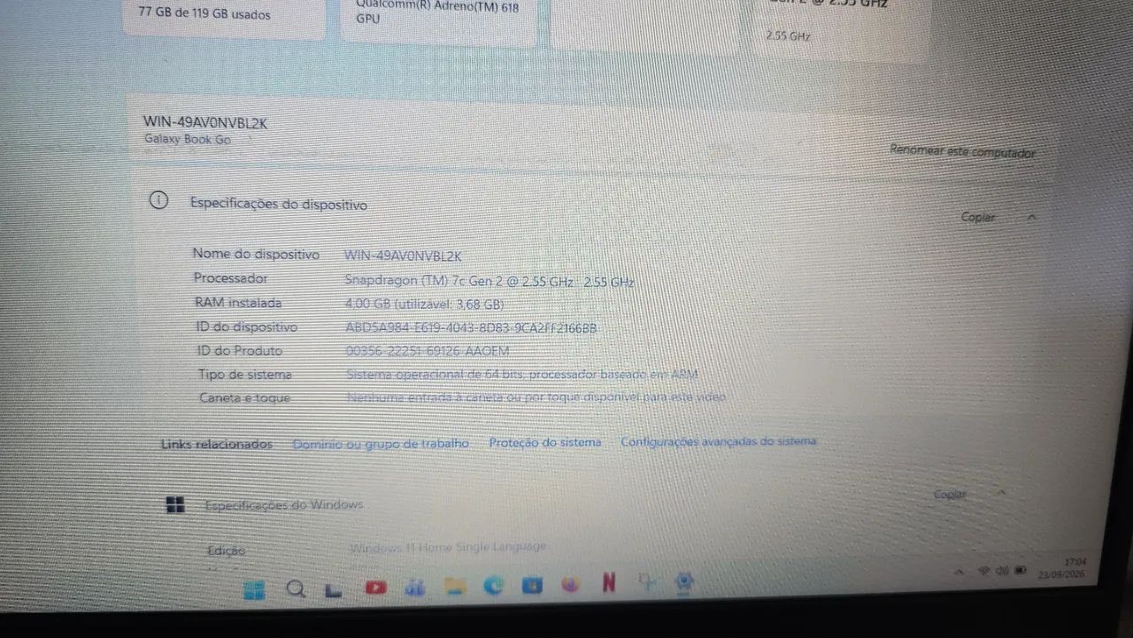 Notebook Samsung Galaxy Book Go - R$ 700 - Foto 5